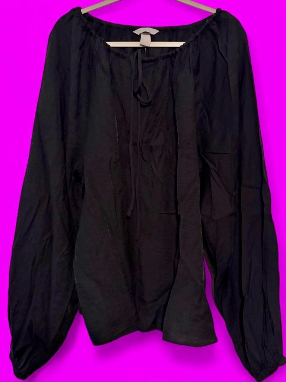 NWT H&M Black Peasant Blouse